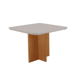 Mesa para Sala de Jantar Olimpia 90cm Tampo MDF Vidro Canto Copo