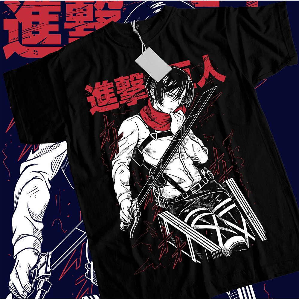 [Camiseta Premium em Algodão Puro]SISI Camiseta Feminina Oversized Mikasa Ackerman Attack on Titan Anime Shingeki