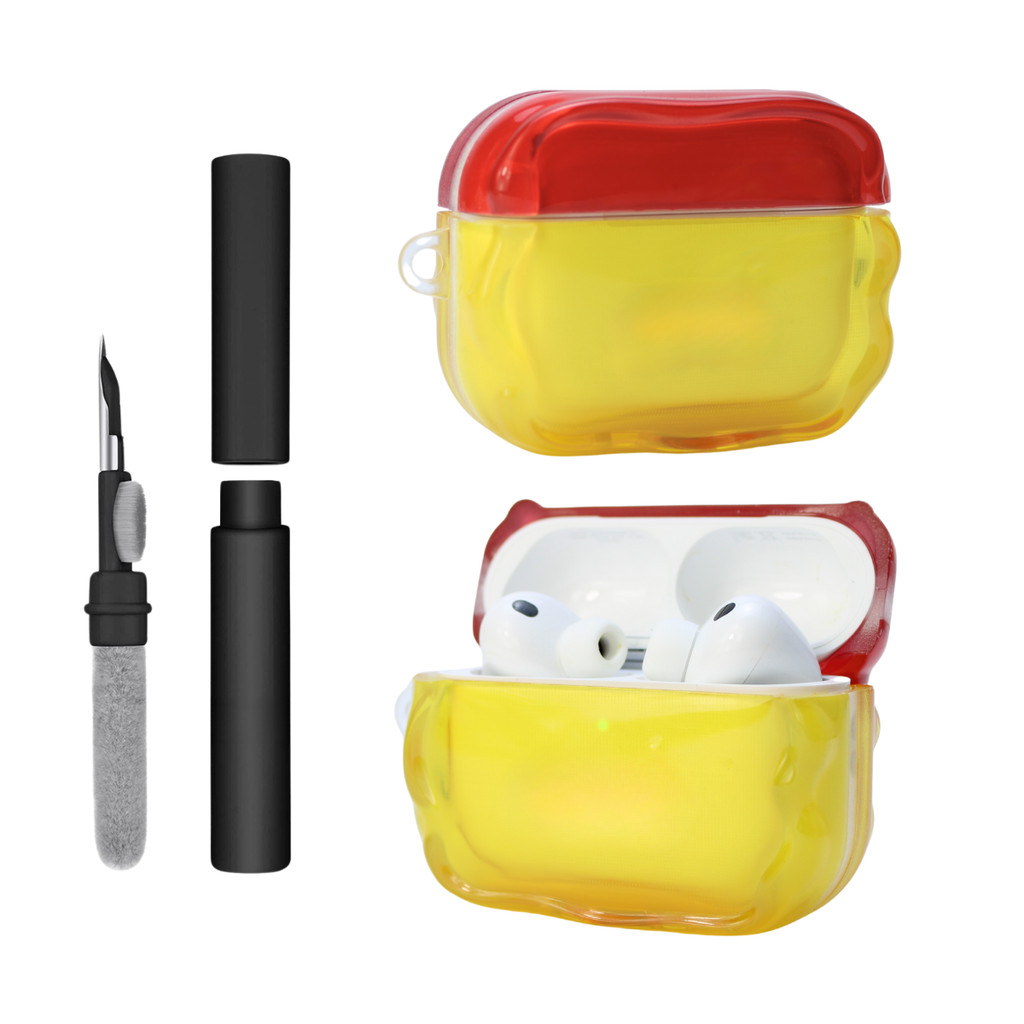 Kit Limpador para Fones e Capa Protetora de Silicone Nerdcase para AirPods Pro 1 e 2, Lego Brick