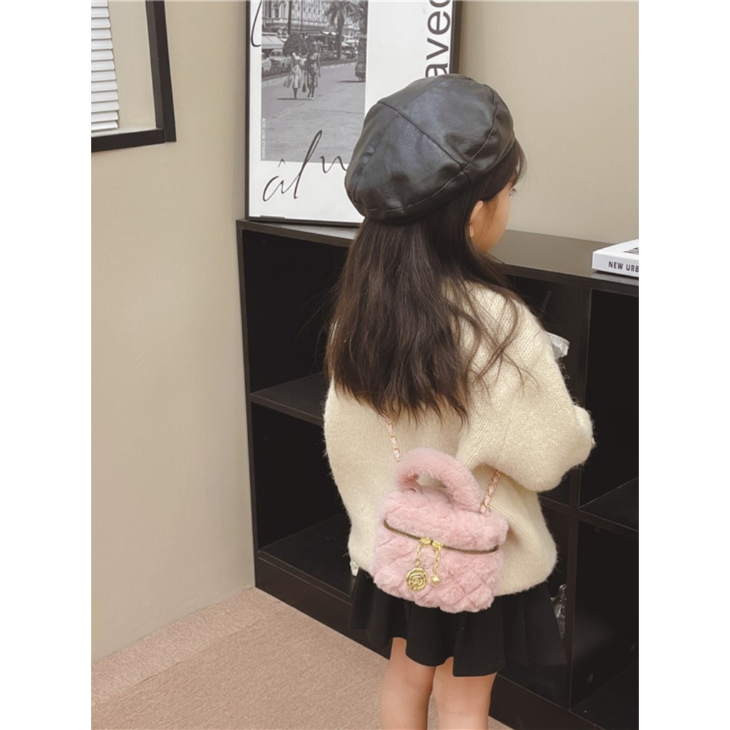 Saco do bebê moda feminina losango saco de pelúcia crianças saco do mensageiro menina acessórios da moda saco princesa n