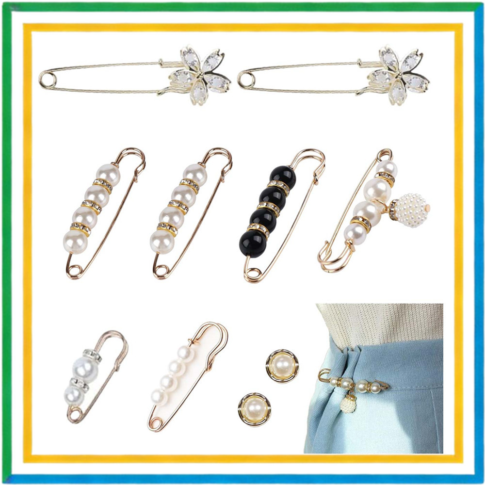 10 peças de alfinetes de segurança de broche, alfinetes de aperto na cintura Hakama, acessórios de pérola para meninas