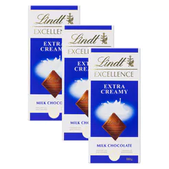 Kit 3 Chocolate Lindt Excellence Extra Cremoso ao Leite com 100g