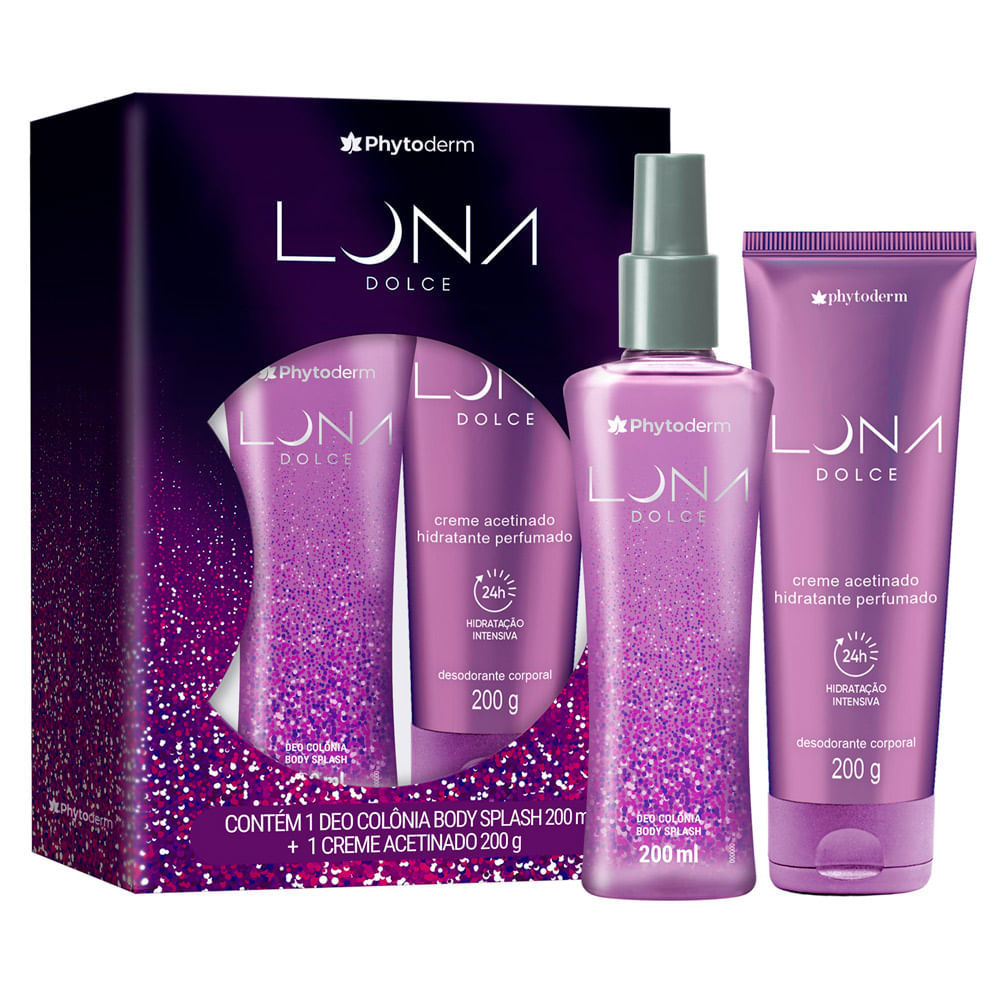 Kit Phytoderm Luna Dolce Deo Colônia Body Splash 200ml e Creme Acetinado Hidratante 200g