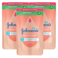 Kit 3 Sabonete Líquido de Glicerina Johnson's Baby Refil 180ml