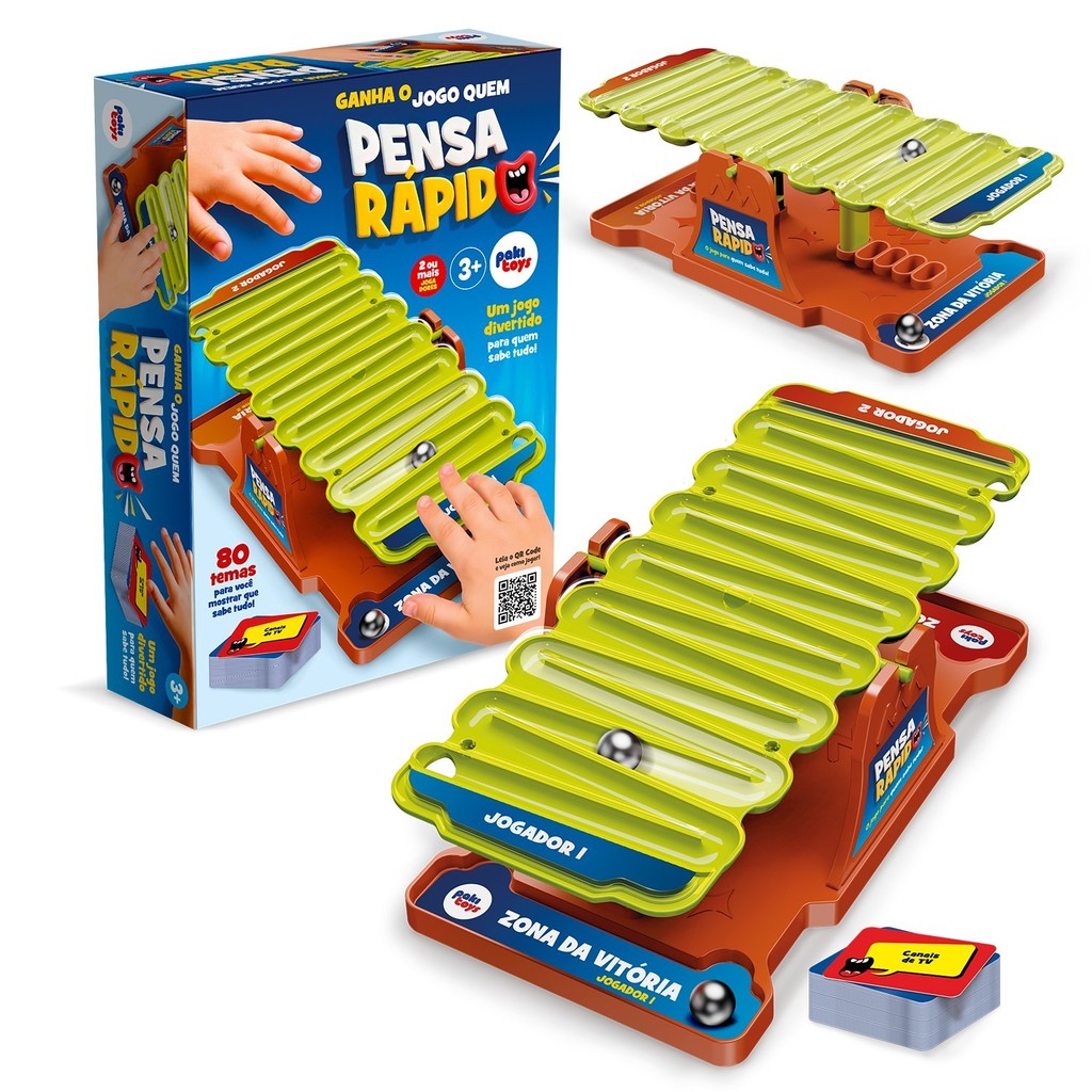 Brinquedo Pensa Rápido Desafio Com 80 Perguntas Para Crianças - Paki Toys