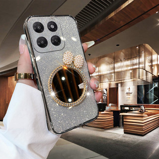 Capa De Telefone Para Moto G37 Power G47 Traseira Arco Espelho De Maquiagem Luxo Brilhante Bonito Glitter Meninas Claro 
