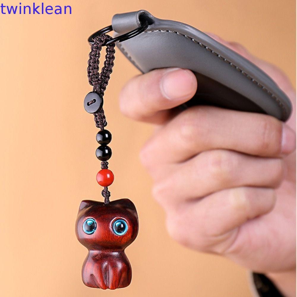 TWINKLEAN Chaveiro De Carro Retrô Sorte Bênção Estilo Chinês Formato De Gato Faça Você Mesmo Acessórios Descobertas De J