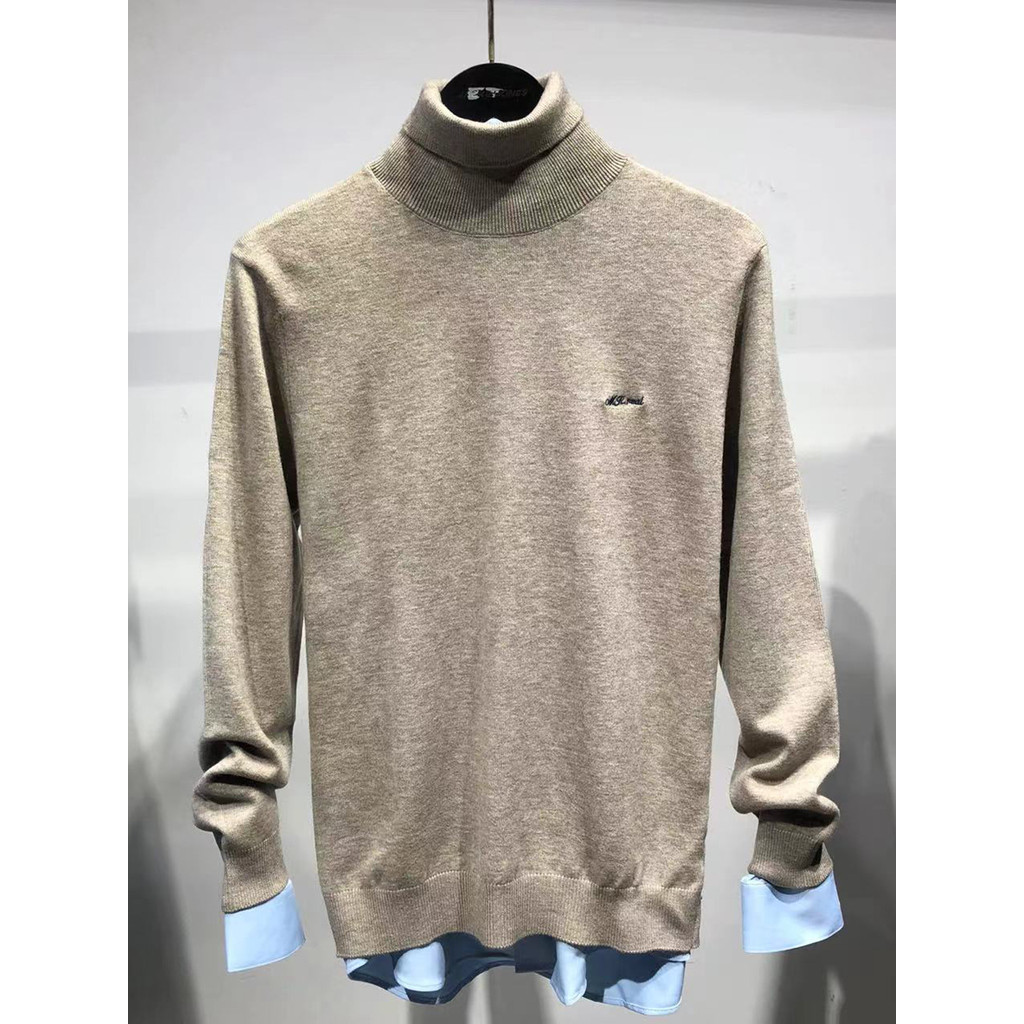 Marca de roupas masculinas!Oferta!Suéter de lã masculino misturado de lã + caxemira suéter de gola alta masculino suéter