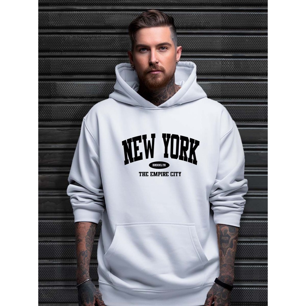 Blusa De Frio Agasalho Quente Casaco Inverno Moleton Algodão New York City Moletom Canguru Masculino