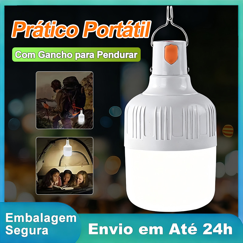 Lampião LED Alta Luminosidade Longa Duração Bateria Recarregável USB Camping Pesca Emergência