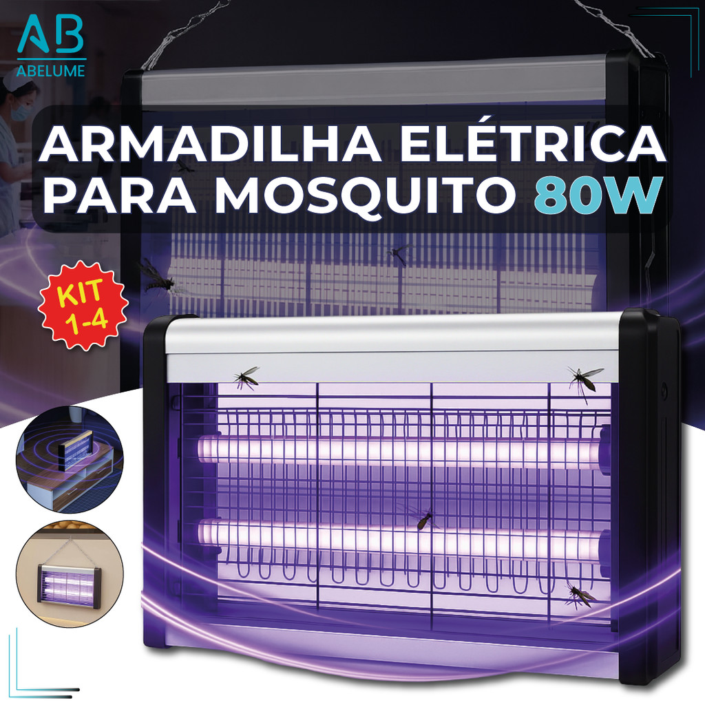 Armadilha Elétrica para Mosquito 80W Mata Insetos Luminária Led com Suporte para Parede