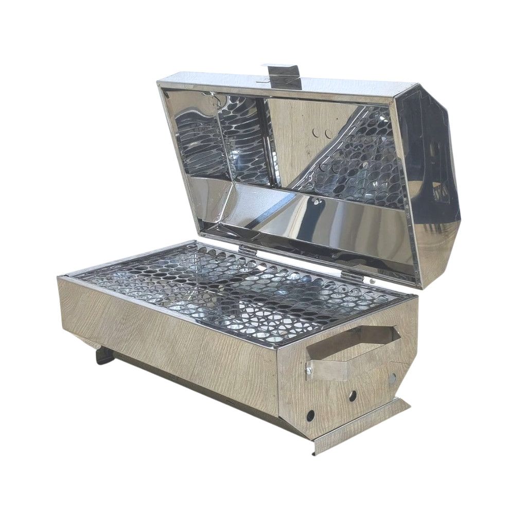 Churrasqueira de Inox 430 a Bafo de Mesa + Grelha Moeda Inox