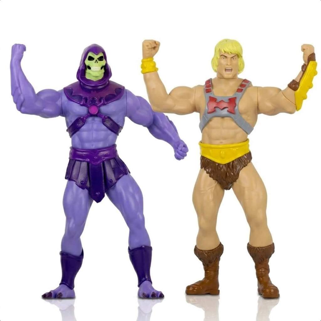 Kit Bonecos Articulados Gigante He-Man e Esqueleto Mestres do Universo Mimo Toys Geek Colecionável