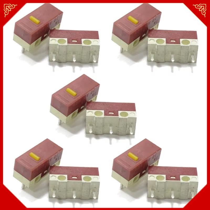 Microinterruptor Para Mouse HUANO 10Pcs 3 Pinos 20M Cliques Ponto Amarelo Micro-Muto Botão Conjunto De