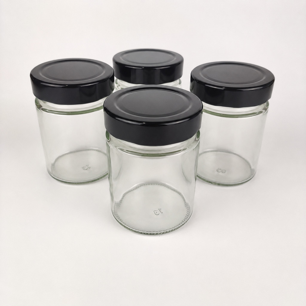 Kit C/ 04 Potes de Vidro La Pianezza 150ml C/ Tampa e Lacre P/ Temperos, Conservas, Geleias, Mel, Vela Aromática, Etc.