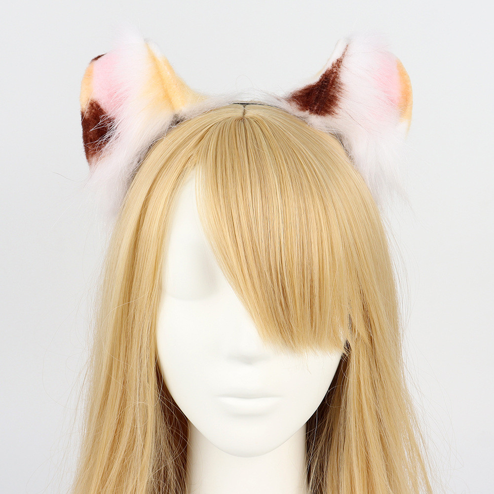 Tiara de pelúcia ajustável com orelhas de animais, acessório de cabelo com orelhas de raposa, tiara de orelhas de gato p