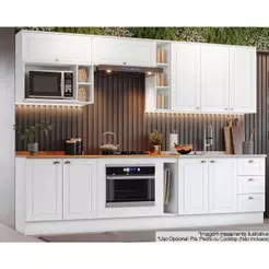Cozinha Completa Americana 12 Peças (5Aéreos+4Balcões+3Complementos) CZ314 Branco - Henn
