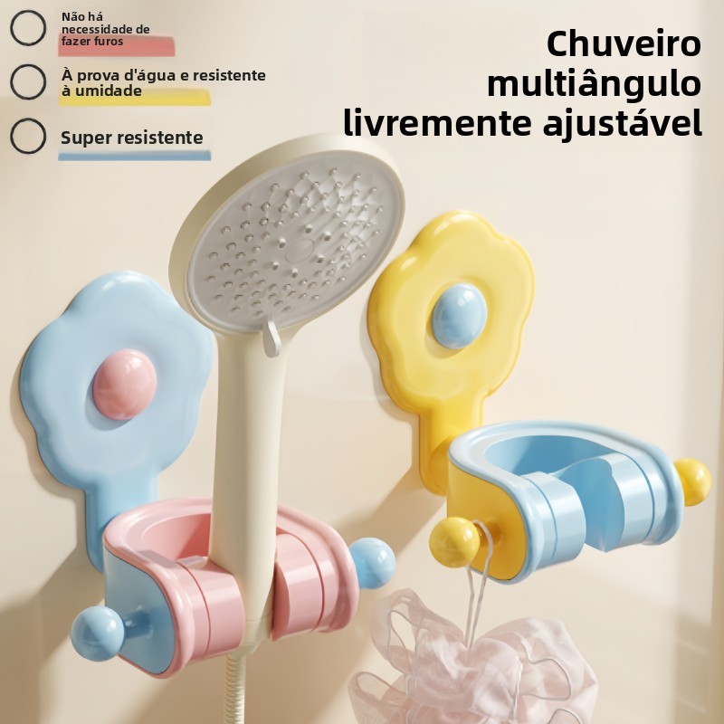 Suporte de chuveiro para banheiro, prateleira de chuveiro montada na parede sem furos.