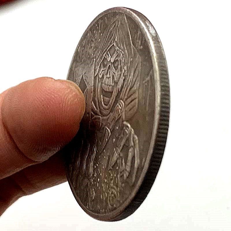 O vendedor recomenda bons produtos!!Moeda perdida esqueleto de Halloween morte latão medalha de prata antiga jogar artes