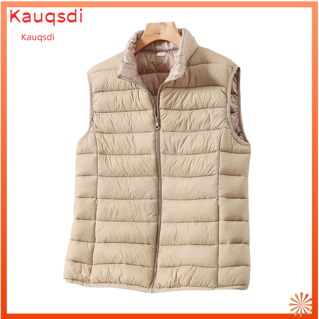 Women Puffer Vest Winter Jacket Women’s Slim Fit Lightweight Quilted Zip-up Stand Collar Padded Down Coat Warm Outerwe