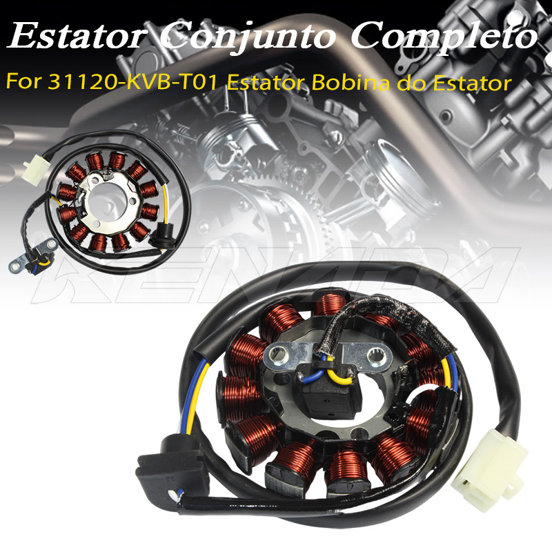 Estator Magneto Bobina de Carga Para Moto 110cc Código 31120-KVB-T01 Durável e Resistente
