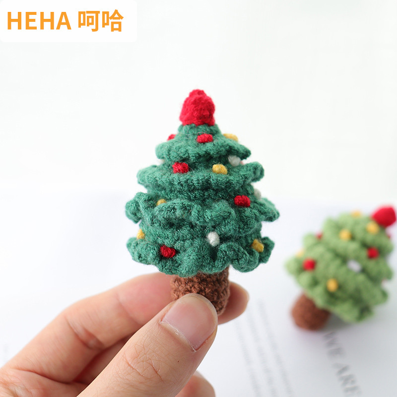 Haha pingente de árvore de natal feito à mão, faça você mesmo, lã de crochê, pacote de Material de tricô, chaveiro casei