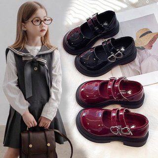 Meninas sapatos de couro pequenos primavera outono 2025 novo estilo crianças sapatos de couro preto sola macia médio gra