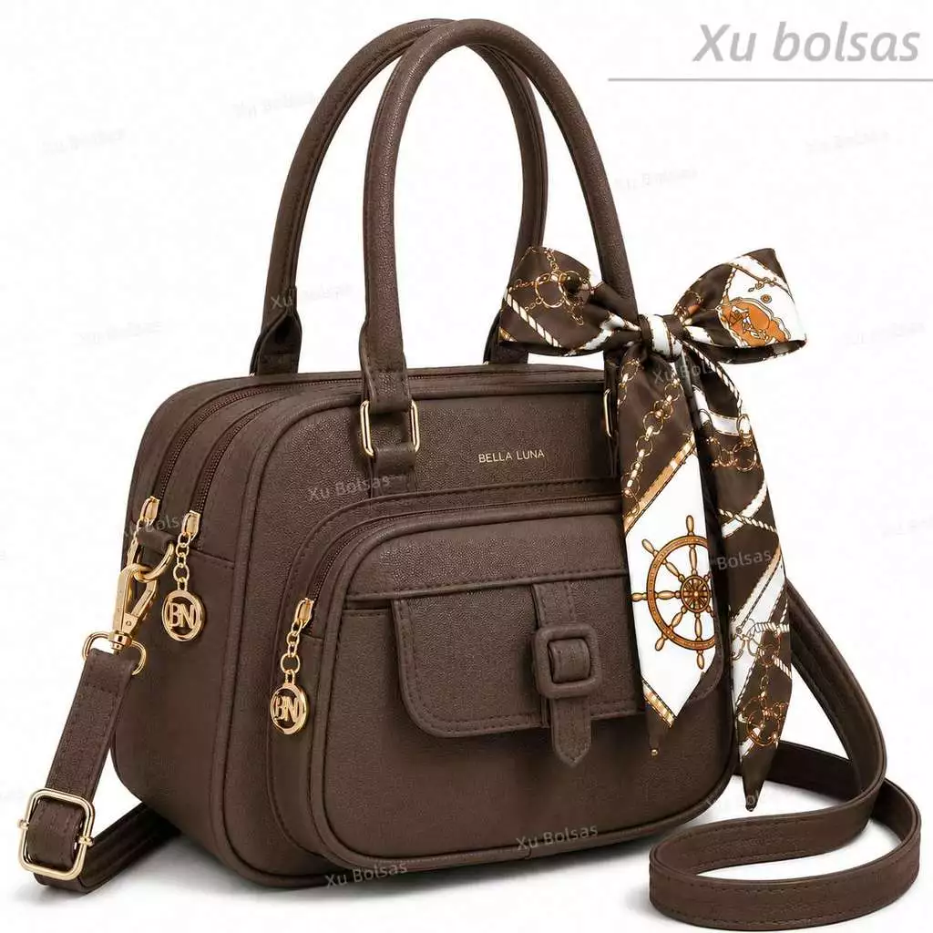 Bolsas Feminina Com Lencinho Alça Lateral Transversal Faixa De Mão De Couro DEC6188# — imagem 1