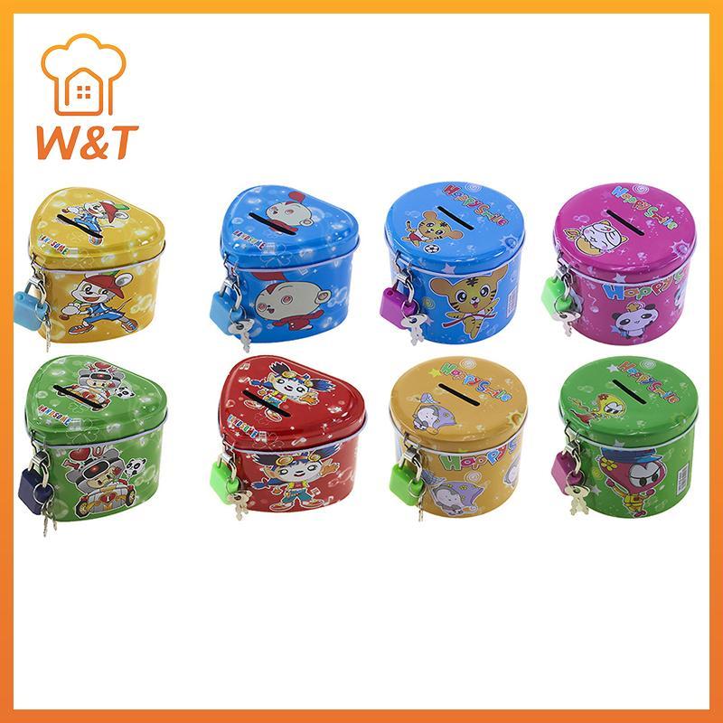 [W & T] Cofrinho De Metal De Lata Quadrado Fofo De Desenho Animado Economizando Dinheiro Moeda Caixa De Brinquedo Infant