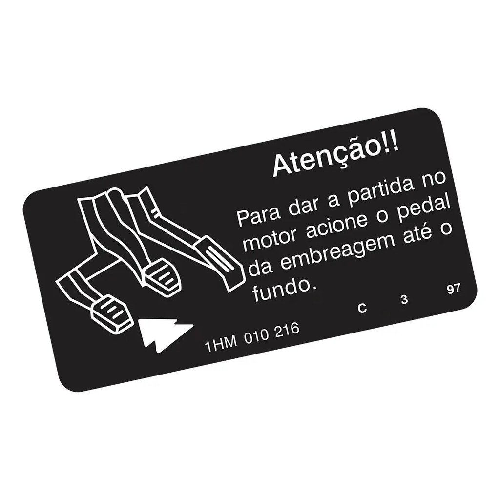 Adesivo Atenção Para Dar Partida P Console Vw Golf Mk3