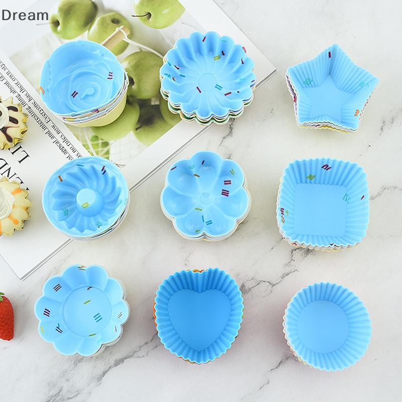 < Dream > 5 Pçs/Set Molde De Copo De Bolo De Silicone 3D Redondo Quadrado Forma De Coração Muffin Cupcake Cozinha Bakewa