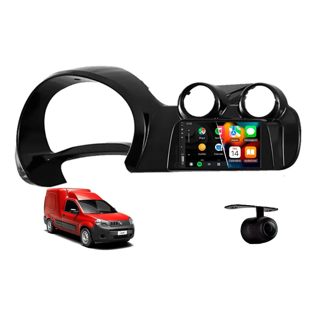 Central Multimídia Carplay Fiat Fiorino Black Pi 2014 À 2021