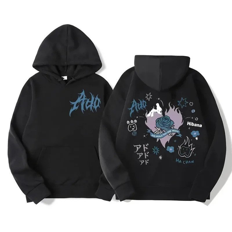 Singer Ado Hoodies Harajuku Japanese Style Sweatshirts Men Women Casual Fashion Pullovers Fleece warm Casual Print hot p