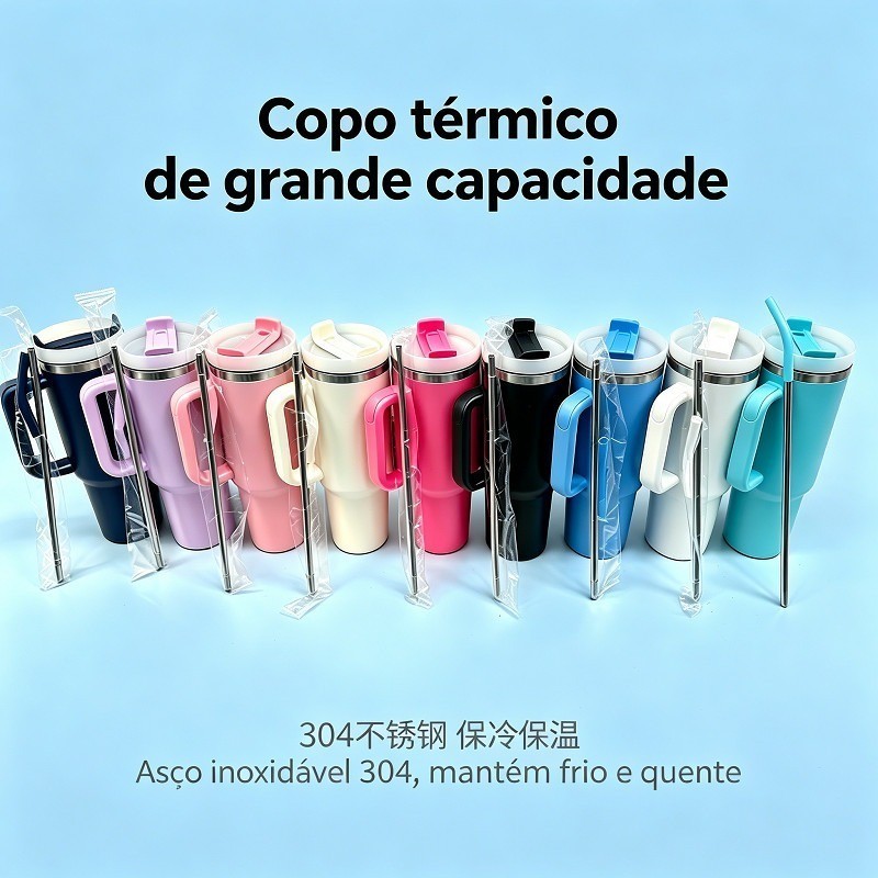 Novo copo térmico em aço inoxidável: 1200ml tecnologia aprimorada, grande capacidade