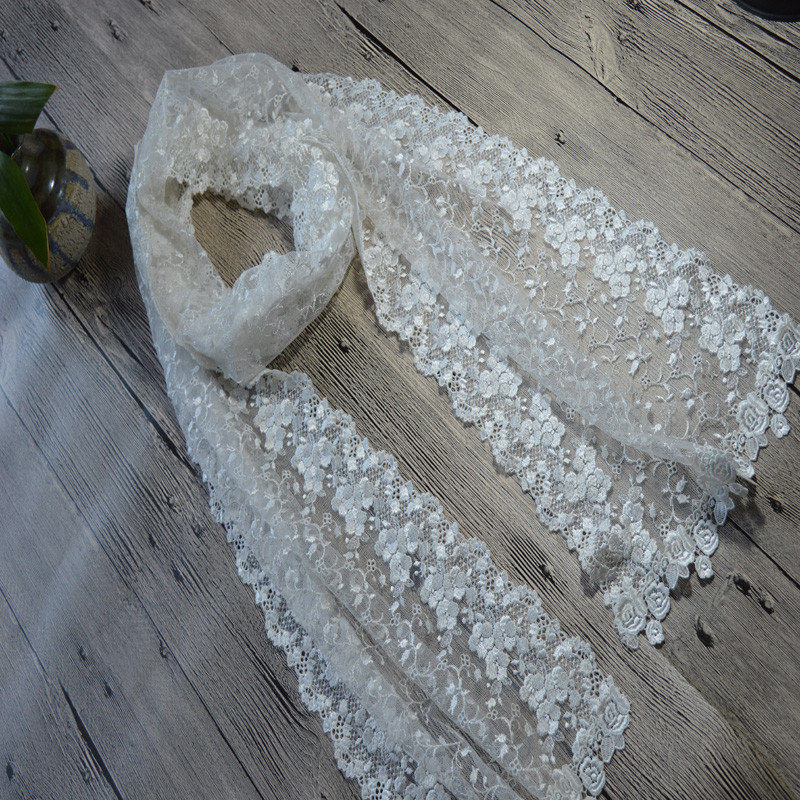 Frete grátis lenço decorativo tridimensional bordado branco de renda completa xale lenço de seda lenço multifuncional