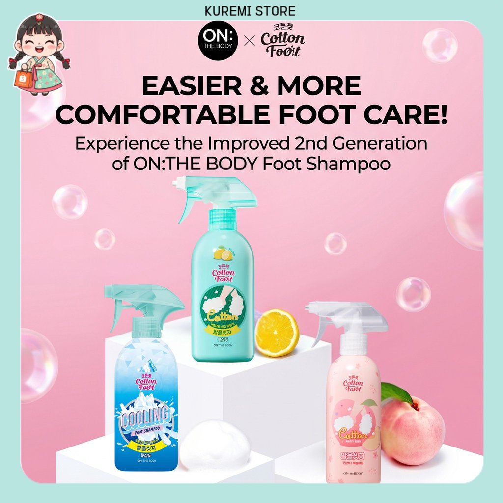 ON THE BODY Shampoo De Algodão Para Pés 510ml Limpador De Espuma De Bomba-Cuidado Diário Sem Dobra Odores De 4 Aromas