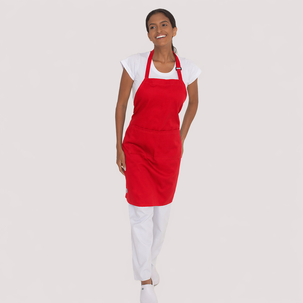 Avental Vermelho Brim Cozinha Chef Barman Manicure Atendente Café Padaria Confeitaria Balcão Equipe Buffet