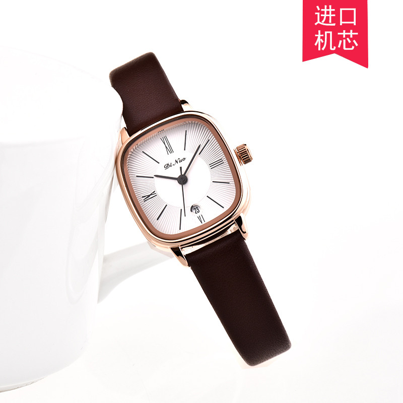 Genuíno dinuo dinuo relógio senhoras Ultra-fino novo estilo cinto simples relógio de quartzo japão movimento importado r