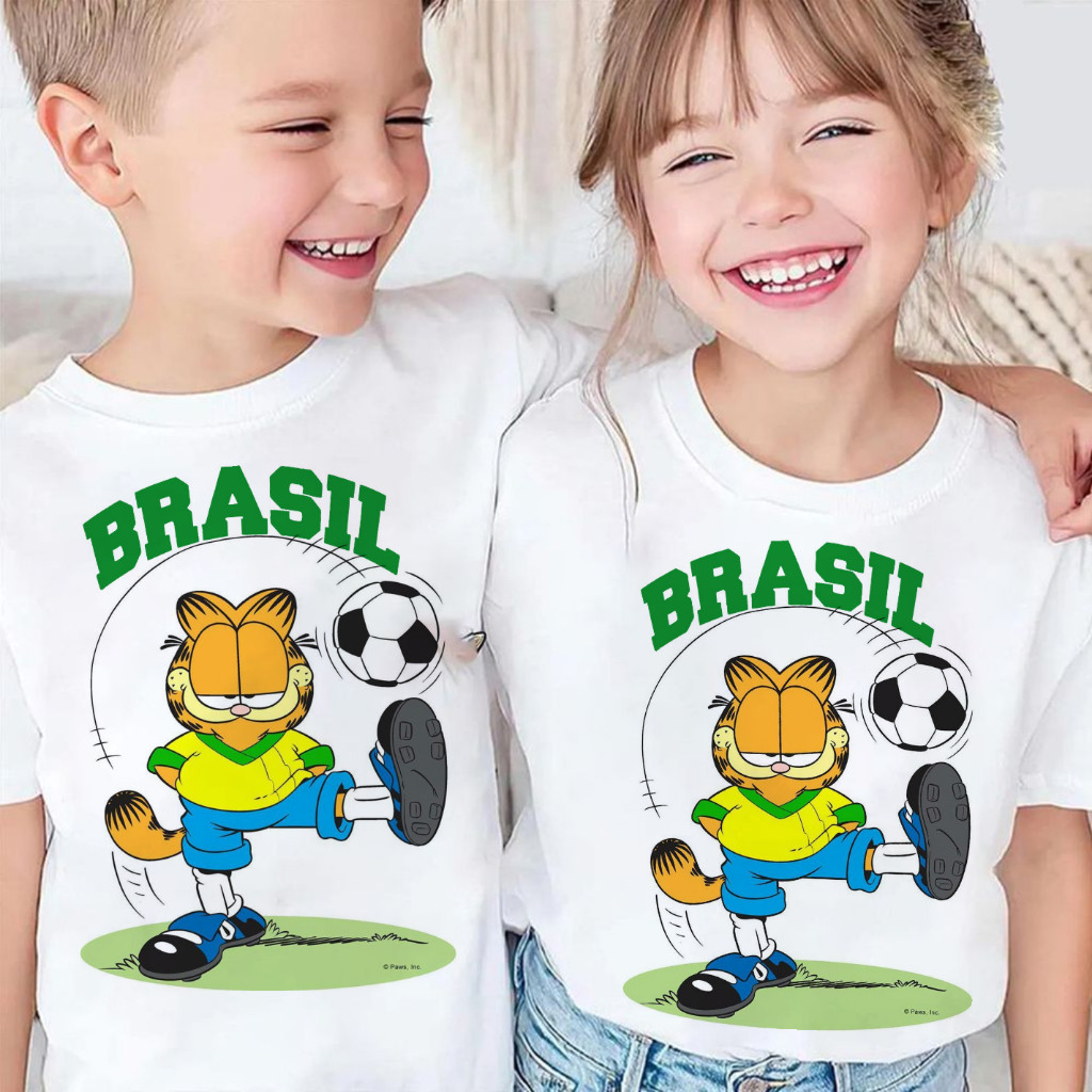 Camiseta infantil,BRASIL MINNIE selfie, garfild hello kitty copa do mundo 2026
