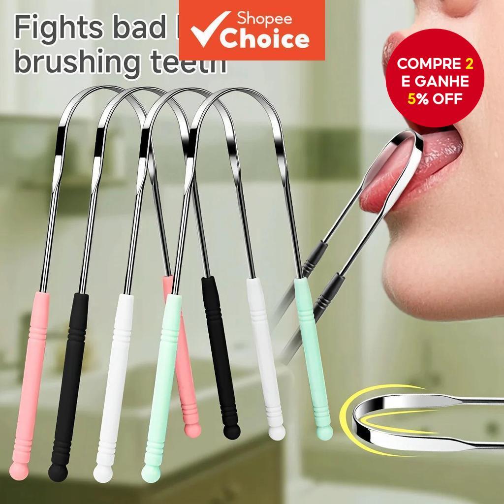 Raspador De Língua Em Forma De U De Aço Inoxidável , Respiração Fresca , Escova Interdental , Carimbo Derma , Ferramenta