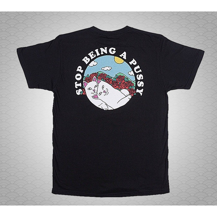 American Street Wear Barato Gato Bolso Gato Rosa Gato Homens Mulheres Mesmo Estilo Casal Casual Camiseta de Manga Curta