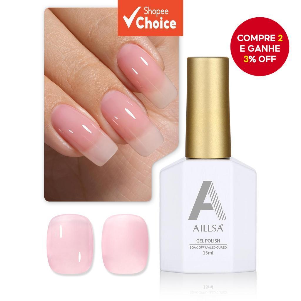 Esmalte de gel rosa claro 15 ml/1 unidade, necessita de cura com lâmpada UV. Esmalte em gel de efeito duradouro e