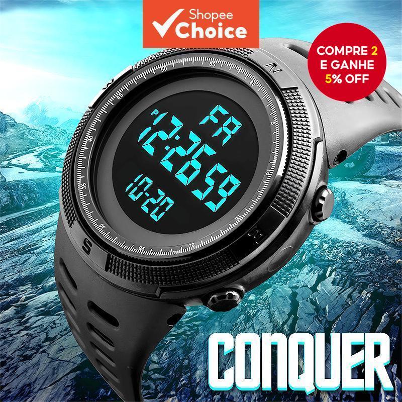 Relógio Eletrônico Esportivo Masculino LED Display Digital Com Cronômetro De Pulso Casual Durável Para Homens