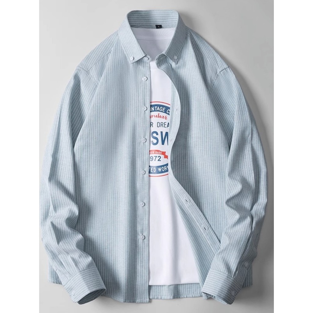 Camisa de manga comprida masculina Commuter primavera outono na moda Casual solto-Polegada camisa juventude All-Match ca