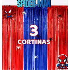 Kit Cortina Metalizada Decoração Festa Aniversário Homem Aranha Adereços Banner Festival Comemoração