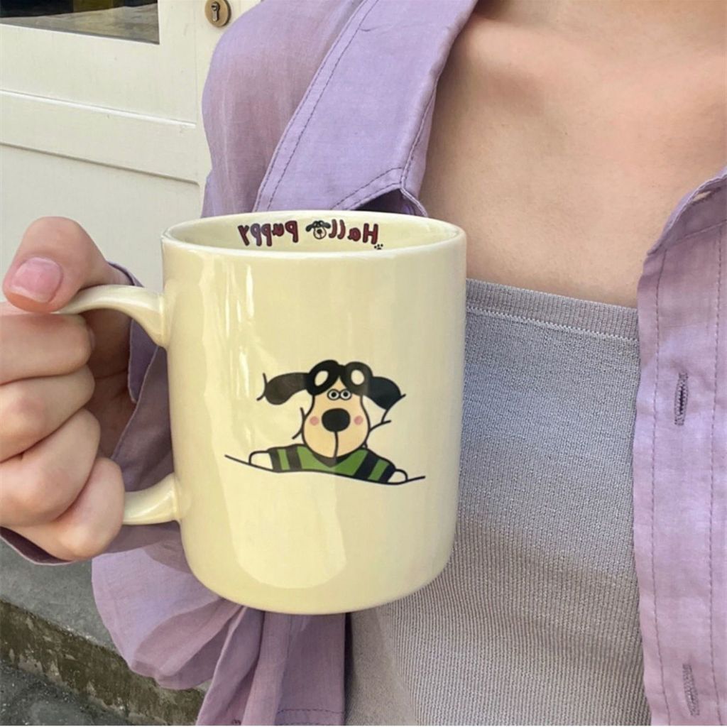 Piloto de cachorrinho!Copo de alto valor Retro creme caneca de cerâmica de grande capacidade copo de café da manhã