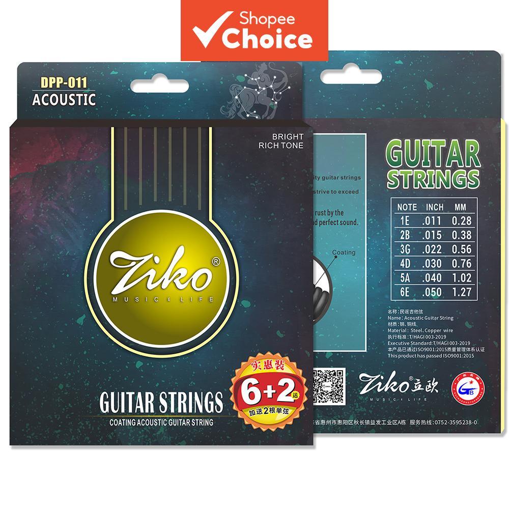 Cordas de Violão Acústico ZIKO Hexagonais de Liga de Bronze Fosforoso Revestidas à Prova de Ferrugem Acessórios de