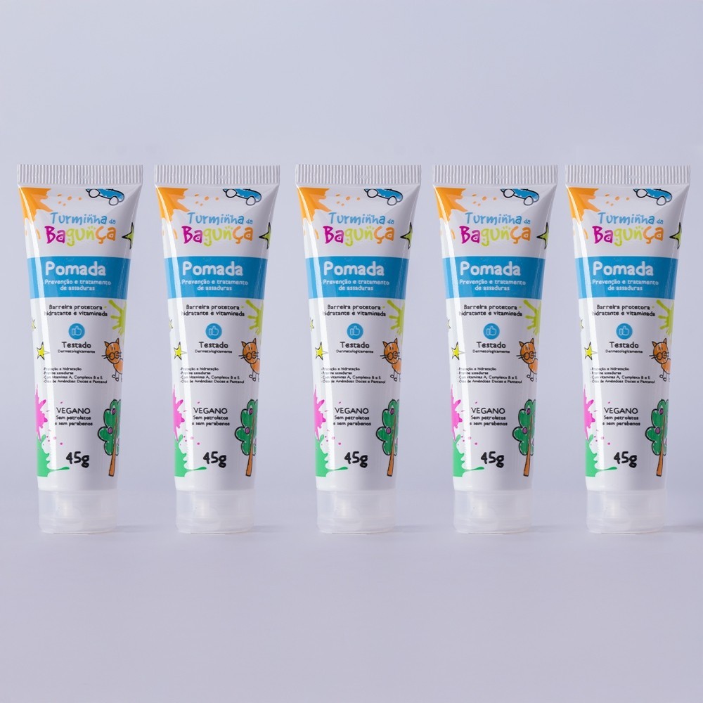 Kit 05 Pomadas Prevenção de Assaduras TURMINHA DA BAGUNÇA 45g