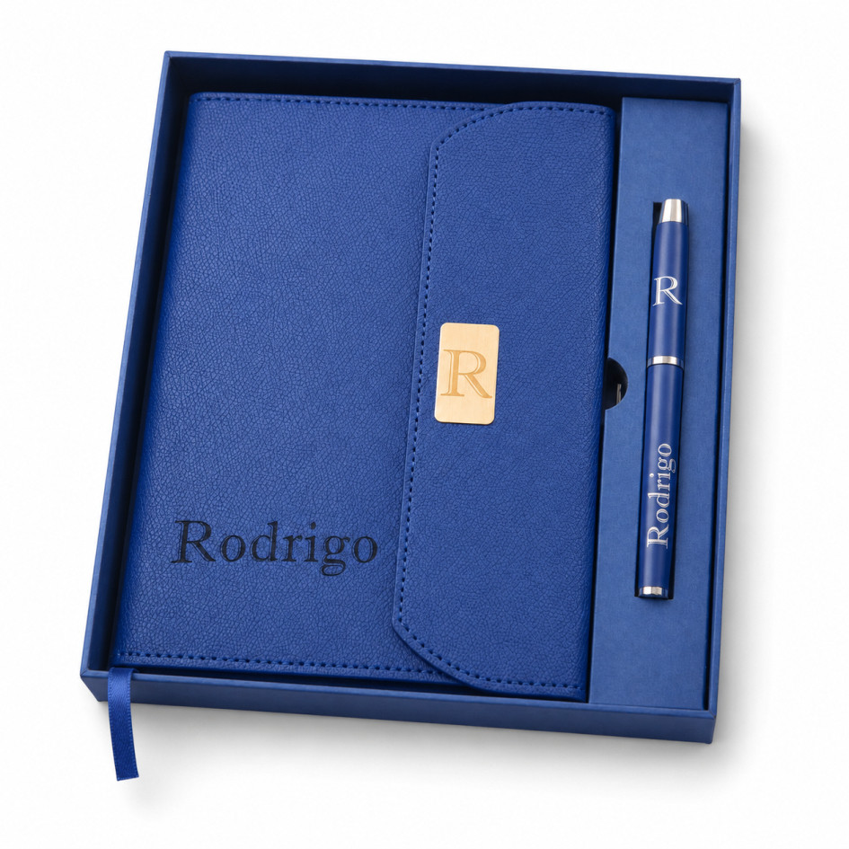 Kit Executivo Personalizado Agenda Caneta Metal Gravação Laser Caixa Presente Brinde Corporativo