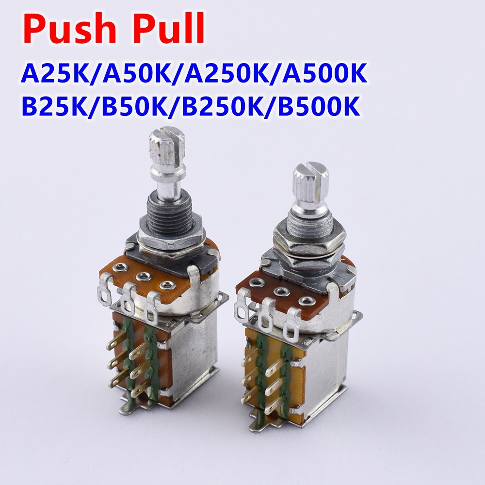Potenciômetro Alpha Push Pull De 1 Peça (POT) Para Baixo De Guitarra Elétrica-Fabricado Na Coreia (25K/50K/250K/500K)